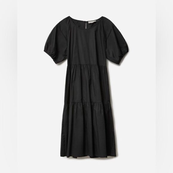 Everlane The Tiered Cotton Midi Black Shirt Dress Size 2 - Picture 6 of 12